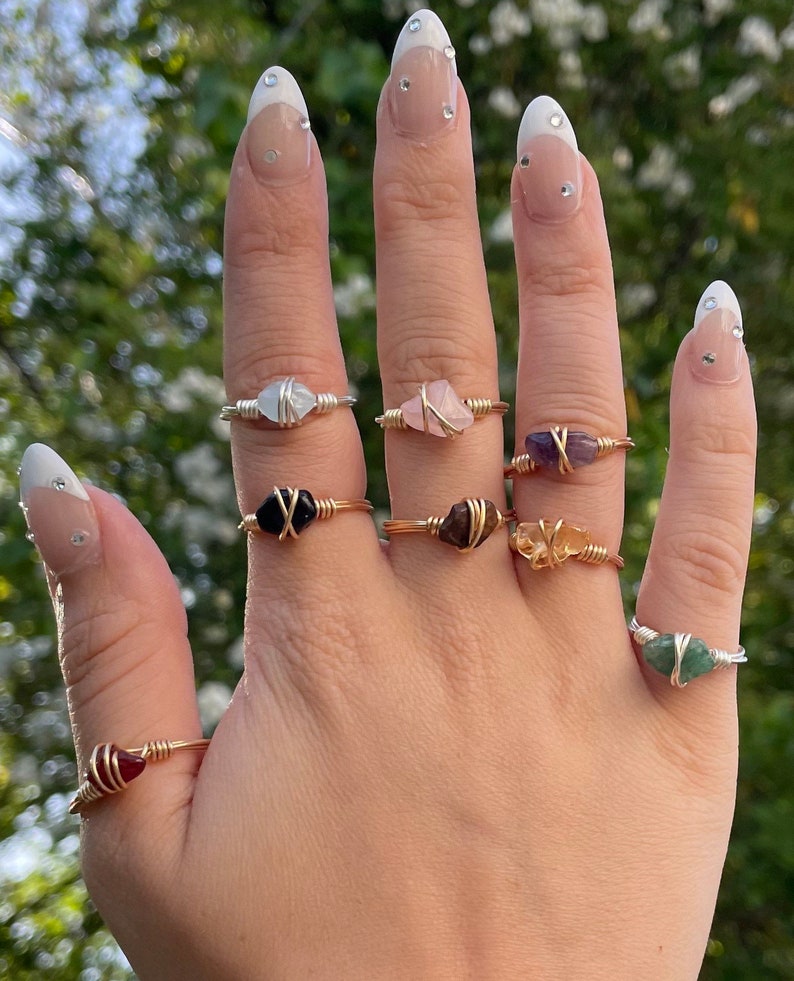 Crystal Ring, Custom Dainty Crystal Wire Wrapped Rings, Unique Gemstone Rings, Rings for Women, Ring, Rings