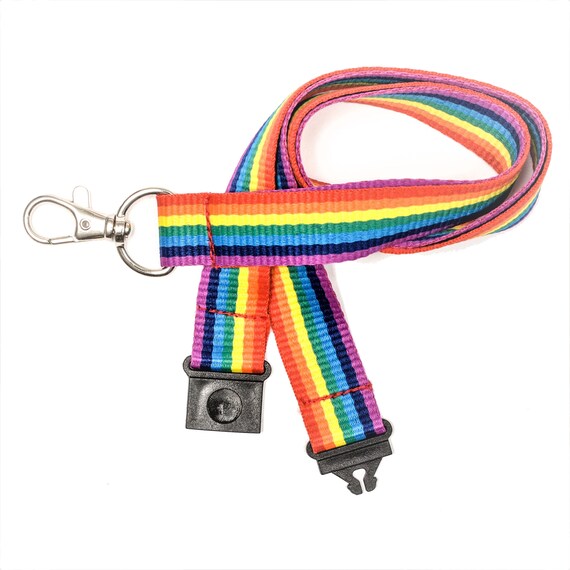 20mm Rainbow Pride Printed Neck Lanyard with Safety Breakaway