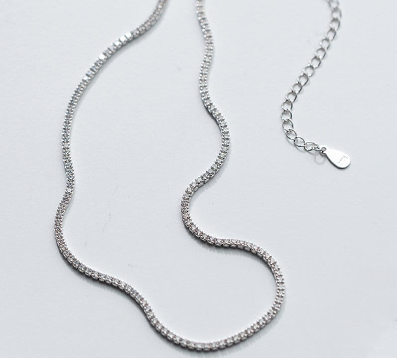 Sterling Silver 925 Cubic Zirconia Tennis Necklace Wedding Etsy