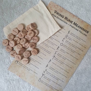 Wooden Runes - hand drawn, hand pyrography
