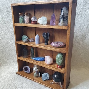 Handmade Freestanding Lightweight Rustic Crystal Shelves in Dark Oak