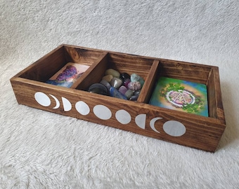 Handmade wooden storage box ideal for healing crystals, tarot and oracle cards, jewellery etc