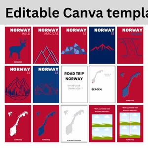Norway Travel Photo Album Editable Canva Template - Coffee Table Book - Customazible Decorative Books - Travel Photobook Template