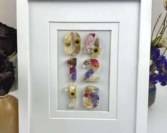 Dried Flower Wedding Date Frame: Bridal Bouquet Keepsake