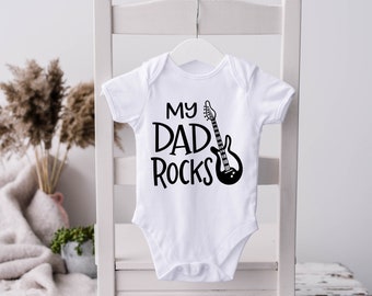 Customised baby vest My Daddy Rocks music metal rock, guitar pick plectrum 