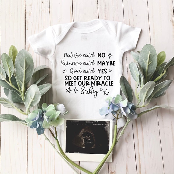 Pregnancy Announcement Bodysuit, Miracle Baby, IVF Pregnancy Announcement, Baby Clothes