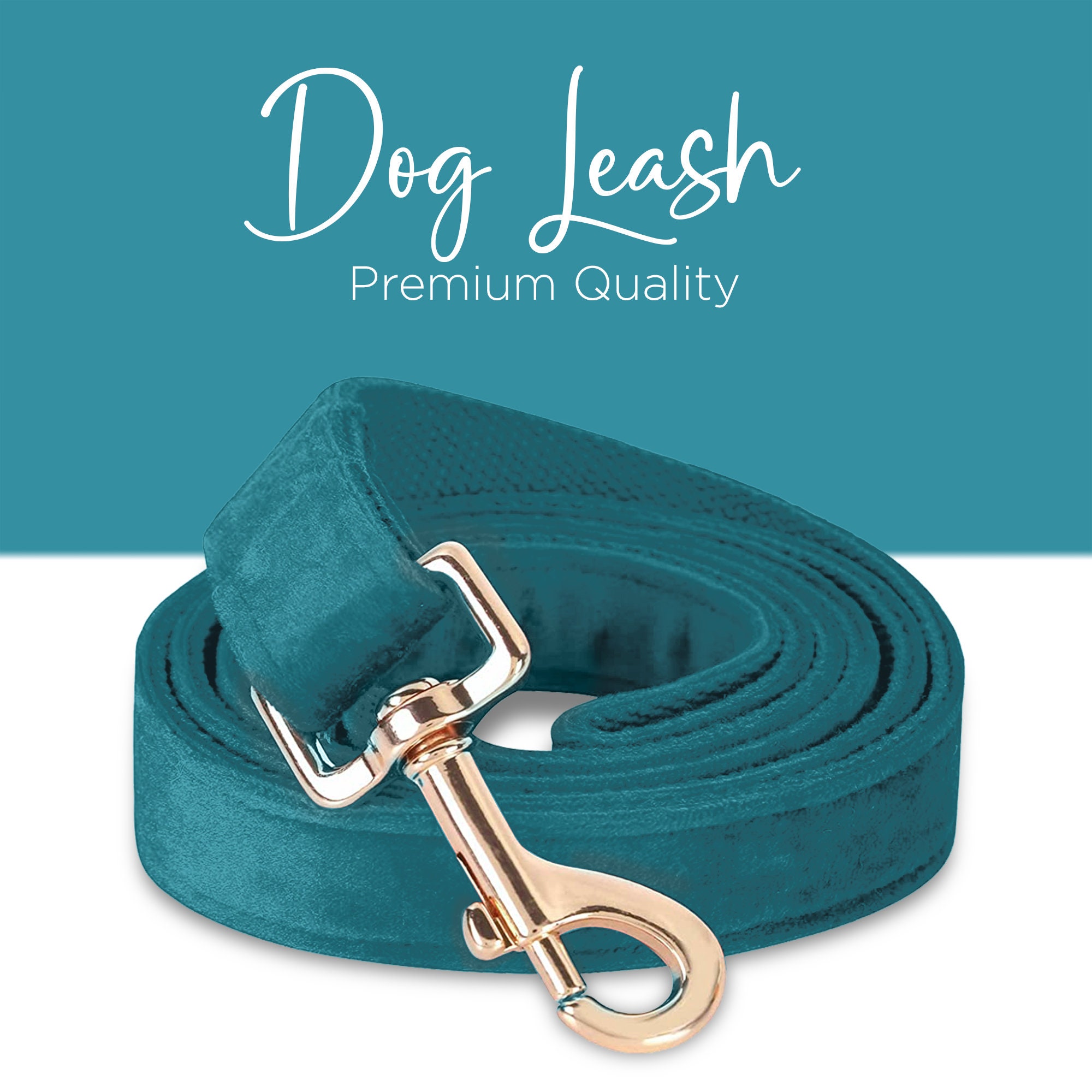 Luxury Velvet Dog Leash Set, Personalized Dark Green Velvet Dog Collar ...