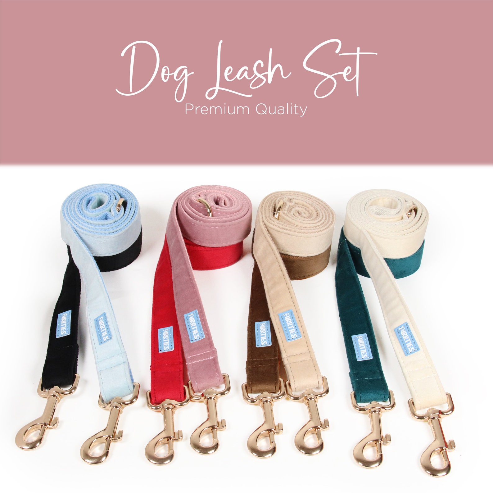 Luxury Velvet Dog Leash Set, Personalized Dark Green Velvet Dog Collar ...