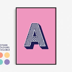 Alphabet Initial Print | A6 A5 A4 A3 A2 Unframed | Zebra Pattern | Colourful Personalised Custom Letter | Gallery Wall Picture | Home Decor