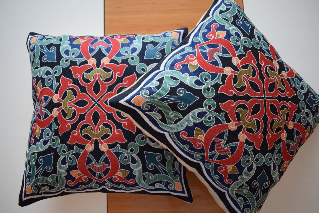 Harmony of Red and Green Pillow Cushion. Geometric Patterns Etsy