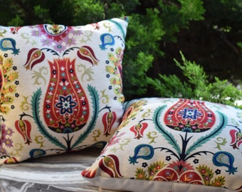 17x17 Tapestry Pillow Cases, Ottoman Pillow, Turkish Pillows, Gobelin Pillow, Living Room Pillow, Boho Home Decor, Oriental Pillow Cover