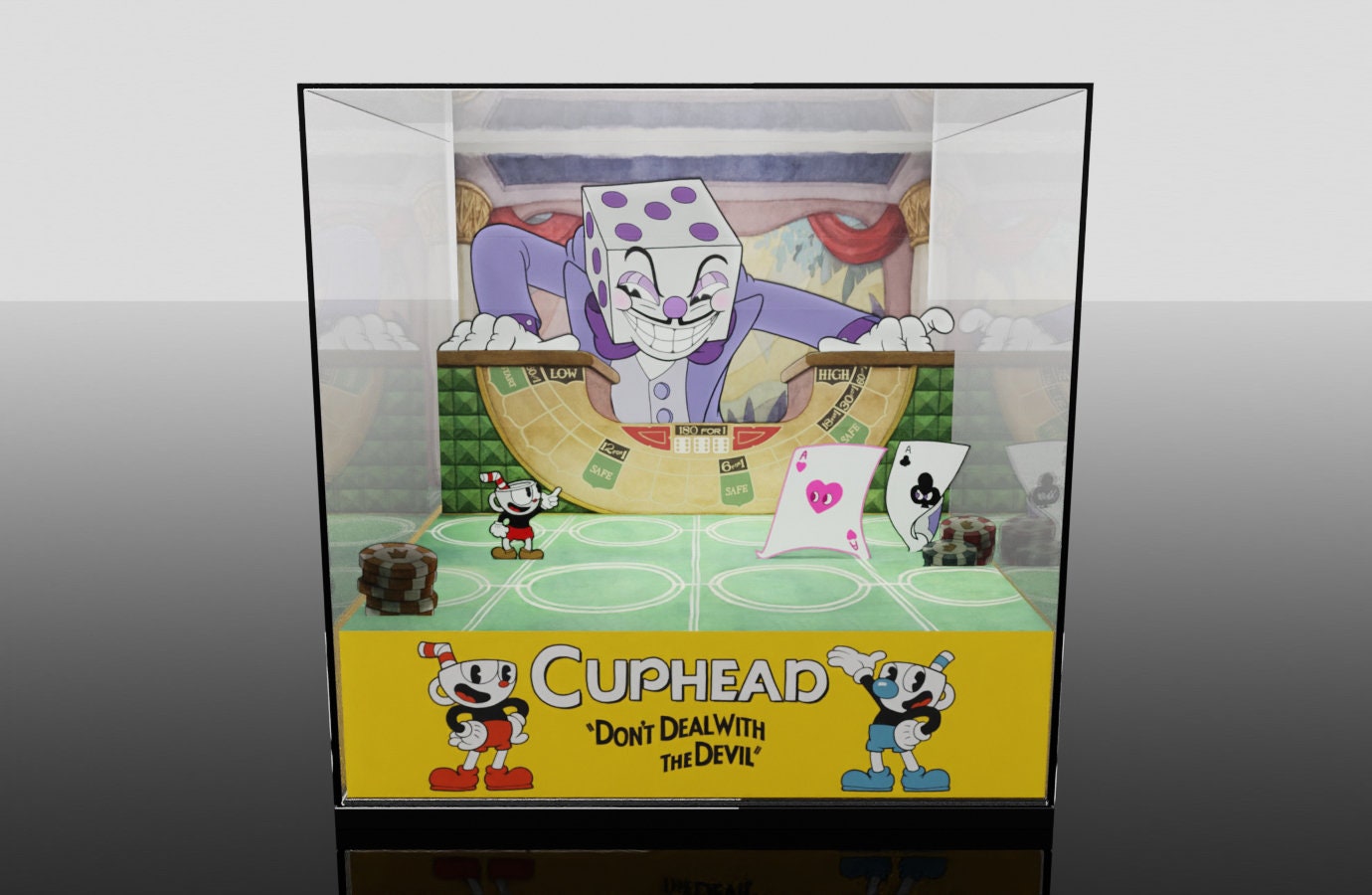  The Cuphead Show King Dice And The Devil Split Poster T-Shirt :  Clothing, Shoes & Jewelry