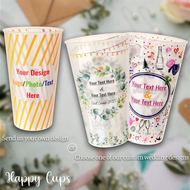 Tazas de boda impresas personalizadas de 100 pintas imagen 1