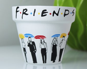 Friends Hand Painted Pot - Friends TV Show, Central Perk, Succulent Planter, Gardening, Terracotta Pot, Stocking Stuffer, Friends Gift