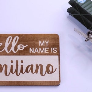 Hello My Name Is Wooden Cutout / Birth Announcement /Baby Name Announcement / Baby Shower Gift / Hospital Announcement / Newborn Photo Prop