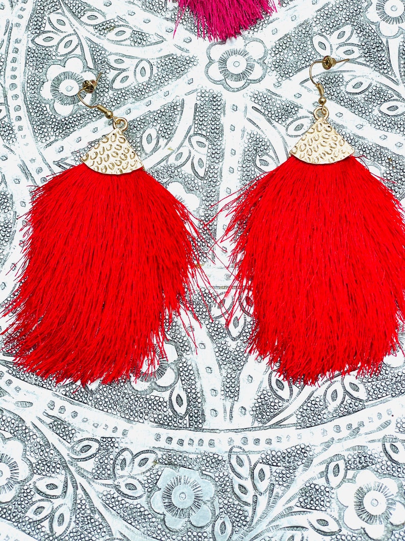 Festival colorful light earrings silk thread earrings, agave earrings