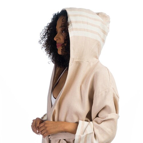 Turkish Cotton Kimono Robe, shops Beige, Hooded, Oversize, Long Bathrobe, Long Bridemaids Robe