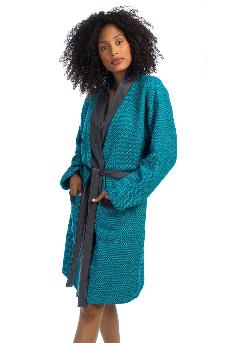 Robe de chambre en coton femme avec coupe de velours vert | Etsy