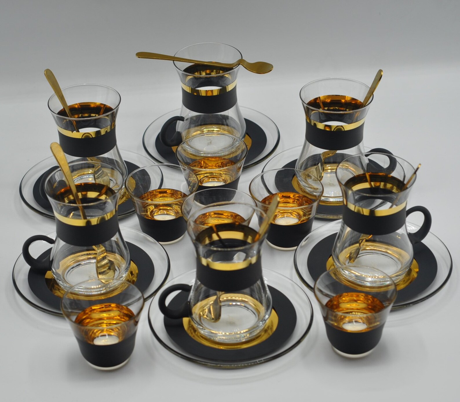 Tea and coffee set for 6 Real gold striped black and gold Etsy