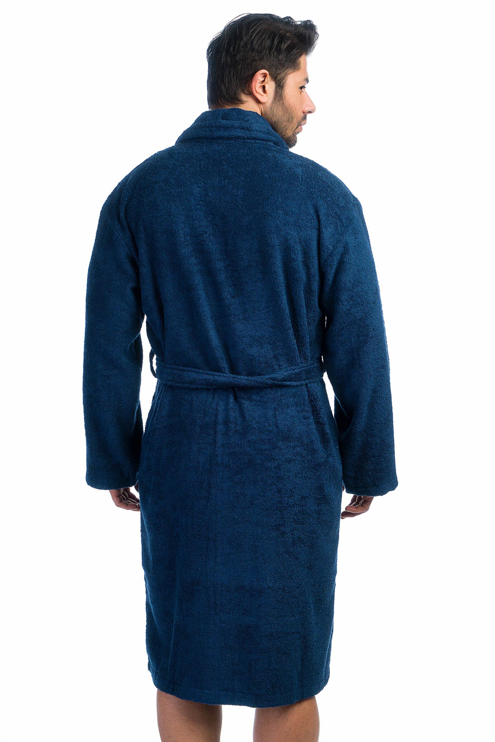 Bamboo and Cotton Mens Bathrobe Terrycloth Navy Blue Etsy Australia