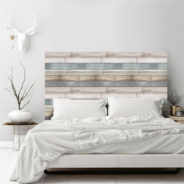 Walraime / Peel and Stick Headboard Sticker, 3D Wood Grain Self-Adhesive DIY Headboard Decal Sticker per camera da letto, adesivo per testiera senza cuciture