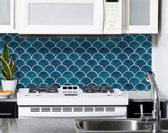 Walraime Peel and Stick Wall Tile Backsplash,fish Scale Design Premium Wall  Stickers,10x10in,blue -  Ireland