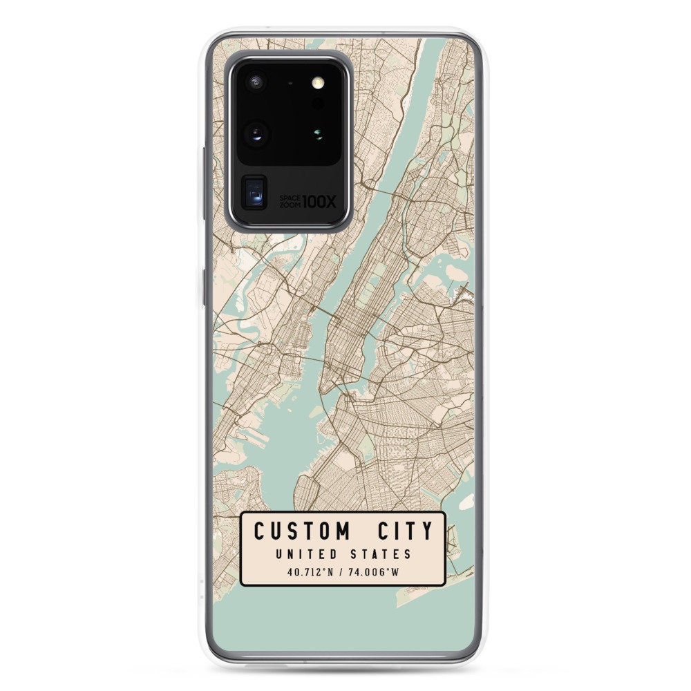Plan de la ville personnalisé Clear Case pour Samsung Galaxy S10 / S10 Plus / S10e, S20 / S20 Plus / S20 Ultra