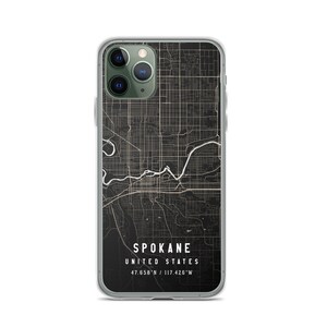 Spokane Washington City Map Hülle für iPhone 14, iPhone 14+/Pro/Pro Max, iPhone 13, iPhone 13 Pro/Pro/Pro Max/Mini, iPhone 12/11/X