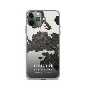 Auckland Nieuw-Zeeland City Map Case voor iPhone 14, iPhone 14 + / Pro / Pro Max, iPhone 13, iPhone 13 Pro / Pro Max / Mini, iPhone 12 /11 / X