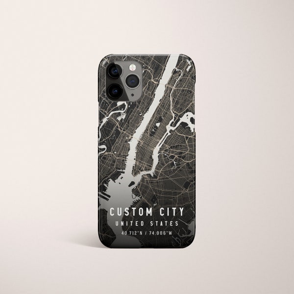 Funda de teléfono City Map personalizada iPhone 15, iPhone 15 Pro Max/Pro, iPhone 14/Pro/Pro Max, iPhone 13, Samsung Galaxy S23/S22, Google Pixel 7 Pro/6