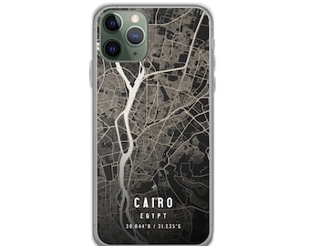 Cairo Egypt City Map Case For iPhone 14, iPhone 14 Plus/Pro/Pro Max, iPhone 13, iPhone 13 Pro/Pro Max/Mini, iPhone 12/11/X