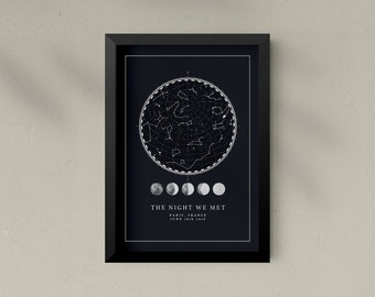 Custom Framed Star Map | Personalised Star Map | Star Map Print | Night Sky Print | Constellation Print | Wedding Gift | Anniversary Gift