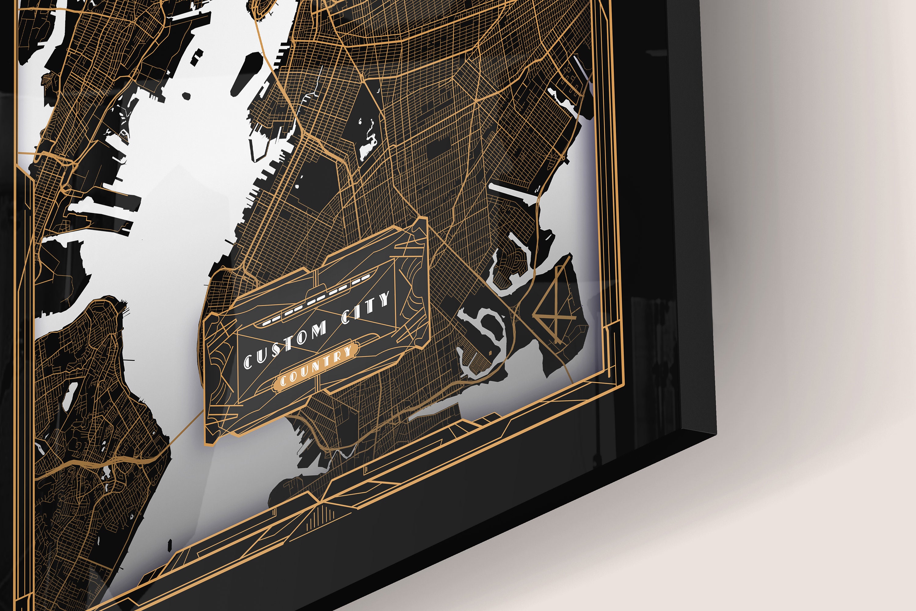 Custom City Map Acrylic Print | Glass Art| Custom Map Art | Custom Map ...