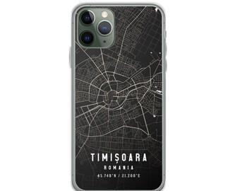 Timișoara Romania City Map Case For iPhone 14, iPhone 14 Plus/Pro/Pro Max, iPhone 13, iPhone 13 Pro/Pro Max/Mini, iPhone 12/11/X