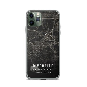 リバーサイド カリフォルニア シティ マップ ケース iPhone 14、iPhone 14+/Pro/Pro Max、iPhone 13、iPhone 13 Pro/Pro Max/Mini、iPhone 12/11/X用
