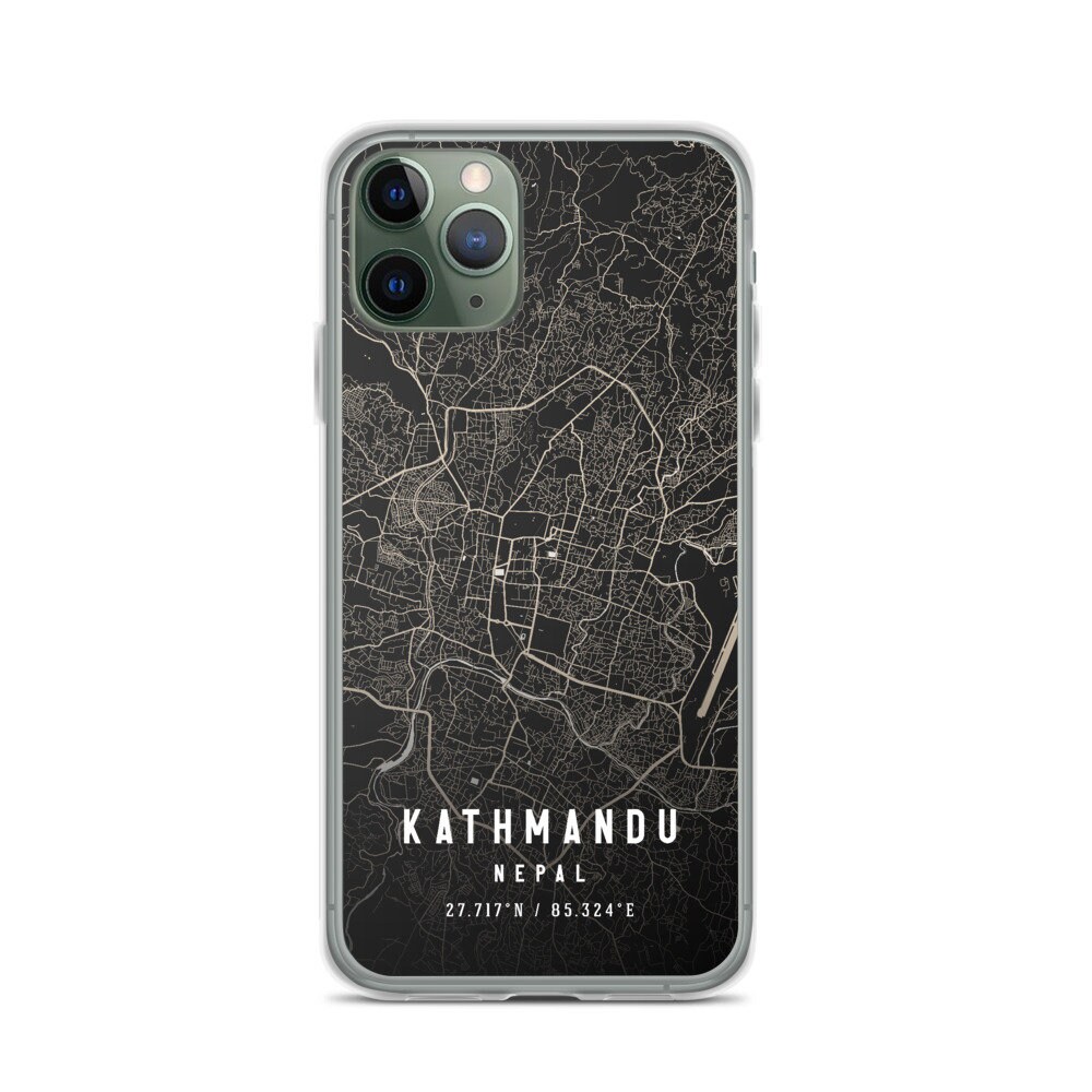 Kathmandu Nepal City Map Case For iPhone 14, iPhone 14 Plus/Pro/Pro Max, iPhone 13, iPhone 13 Pro/Pro Max/Mini, iPhone 12/11/X