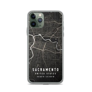 サクラメント カリフォルニア シティ マップ ケース iPhone 14、iPhone 14+/Pro/Pro Max、iPhone 13、iPhone 13 Pro/Pro Max/Mini、iPhone 12/11/X用