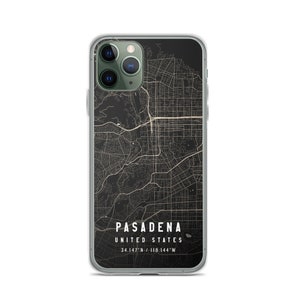 パサデナ カリフォルニア シティ マップ ケース iPhone 14、iPhone 14+/Pro/Pro Max、iPhone 13、iPhone 13 Pro/Pro Max/Mini、iPhone 12/11/X 用