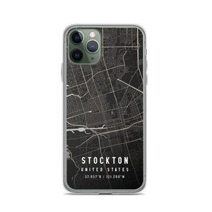 ストックトン カリフォルニア シティ マップ ケース iPhone 14、iPhone 14+/Pro/Pro Max、iPhone 13、iPhone 13 Pro/Pro Max/Mini、iPhone 12/11/X用