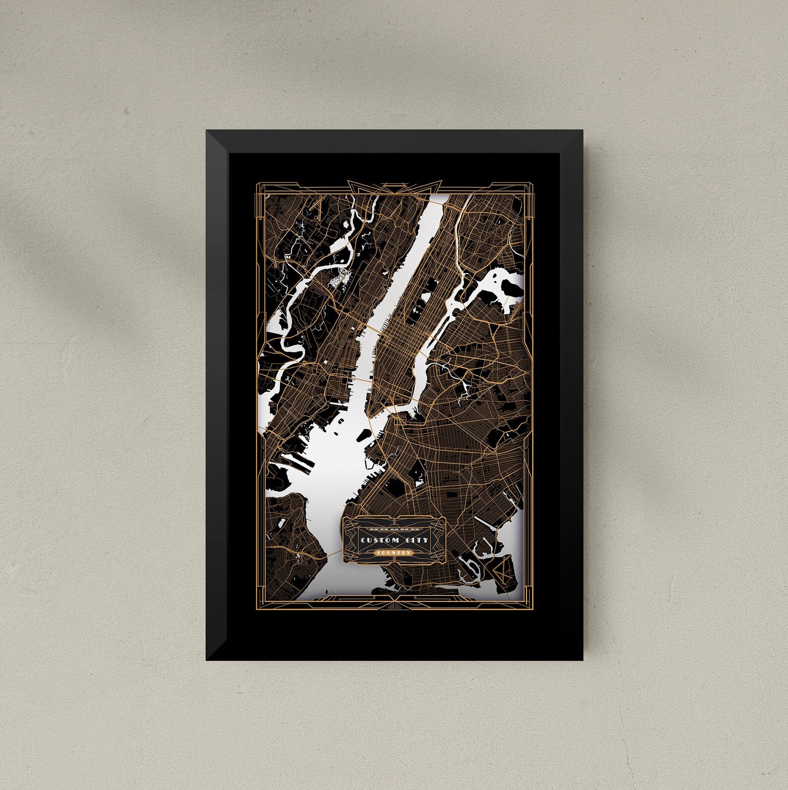 City Map Frame Custom City Map Framed Print Custom Map Art Custom Map - Etsy