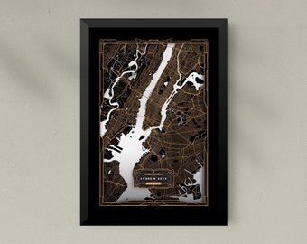 Custom City Map Framed Print | Custom Map Art | Custom Map Print | City Map Print | Art Deco Print | Gift For Him