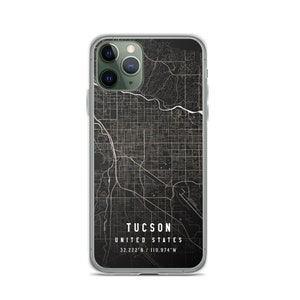 Tucson Arizona City Map Case For iPhone 14, iPhone 14 Plus/Pro/Pro Max, iPhone 13, iPhone 13 Pro/Pro Max/Mini, iPhone 12/11/X