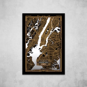 Impressão personalizada do metal do mapa da cidade | Impressão em alumínio | Arte de mapa personalizada | Impressão personalizada do mapa | Impressão do mapa da cidade | Impressão Art Déco | Presente para ele