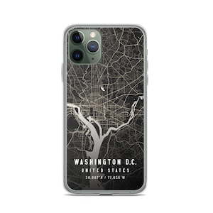 Washington D.C. City Map Hülle für iPhone 14, iPhone 14+/Pro/Pro Max, iPhone 13, iPhone 13 Pro/Pro/Pro Max/Mini, iPhone 12/11/X