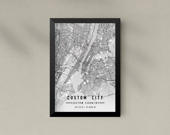 Custom City Framed Print Map | Custom Map Art | Custom Map Print | City Map Print | City Map Art | Maps Of Cities | City Prints | Gift