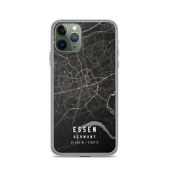 Essen Germany City Map Case For iPhone 14, iPhone 14 Plus/Pro/Pro Max, iPhone 13, iPhone 13 Pro/Pro Max/Mini, iPhone 12/11/X