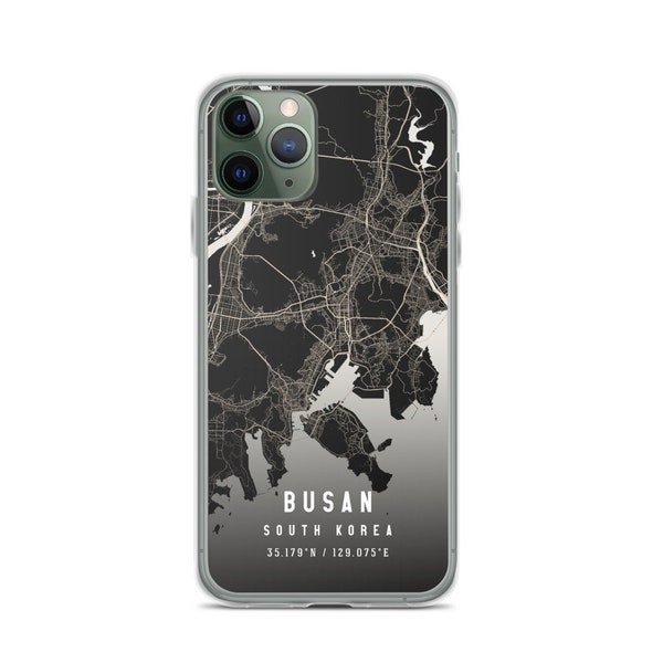 Busan South Korea City Map Case For iPhone 14, iPhone 14 Plus/Pro/Pro Max, iPhone 13, iPhone 13 Pro/Pro Max/Mini, iPhone 12/11/X