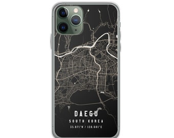 Daegu South Korea City Map Case For iPhone 14, iPhone 14 Plus/Pro/Pro Max, iPhone 13, iPhone 13 Pro/Pro Max/Mini, iPhone 12/11/X