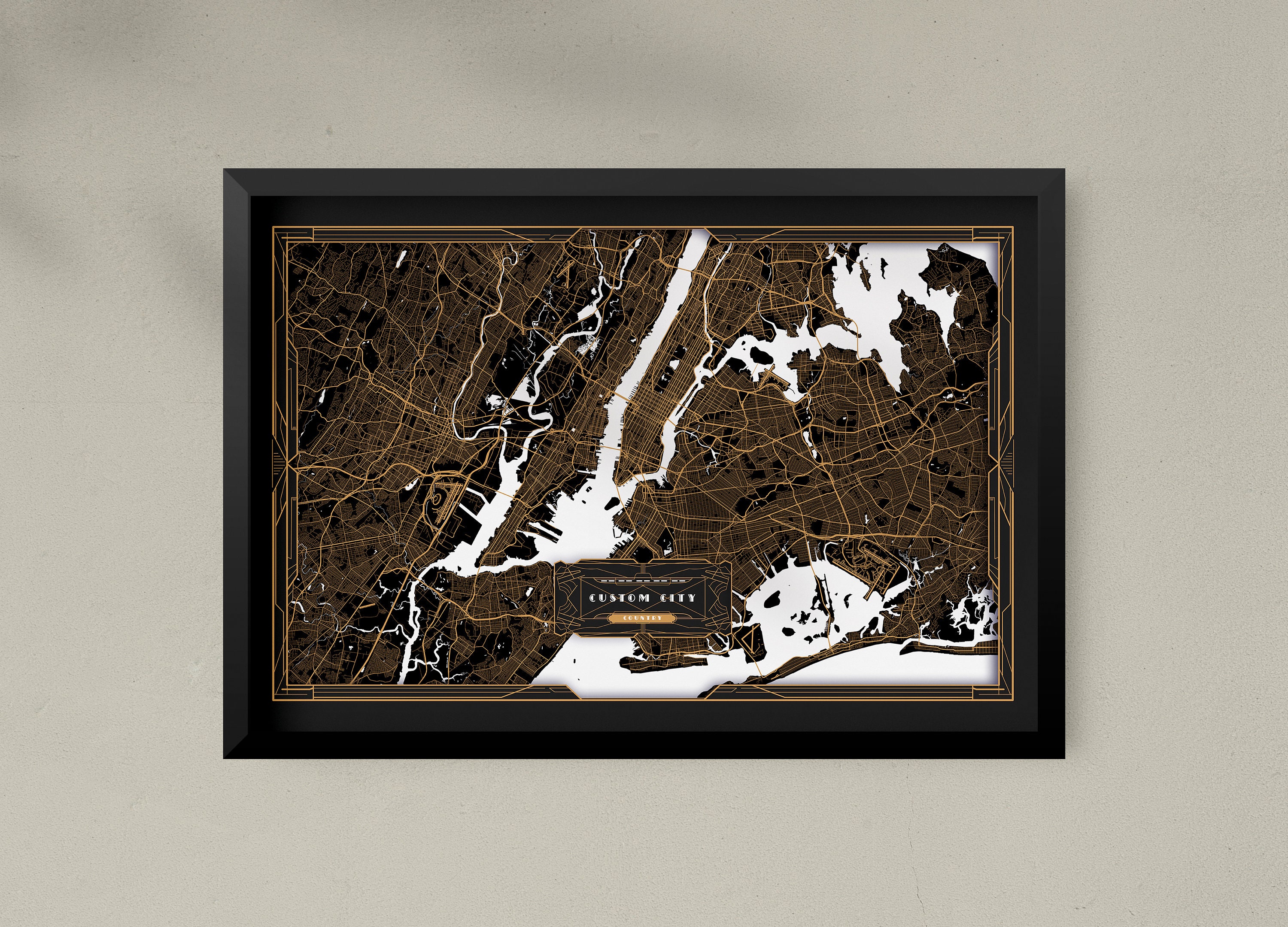City Map Frame Custom City Map Framed Print | Custom Map Art | Custom Map Print | City ...