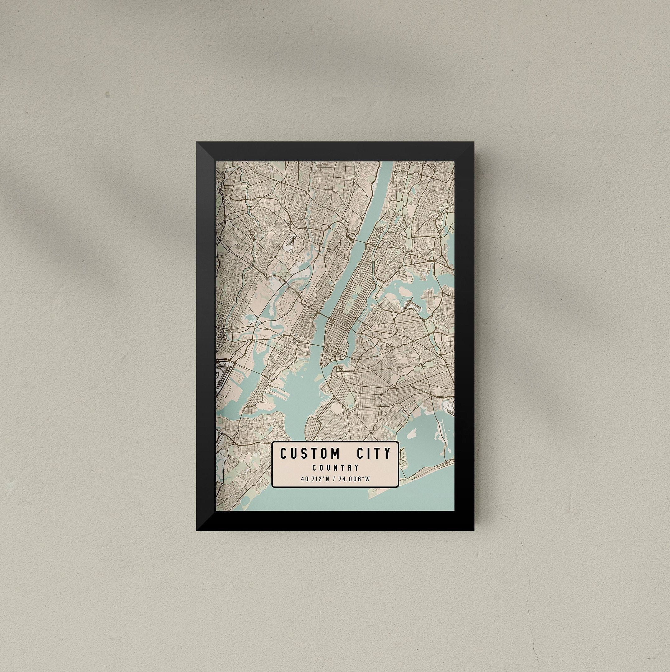 City Map Frame Custom City Framed Print Map Custom Map Art Custom Map - Etsy